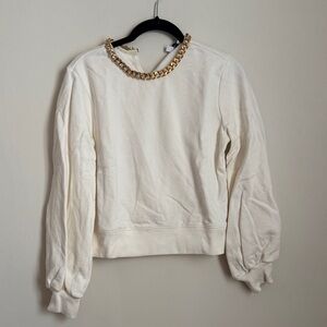 INTERMIX GOLD CHAIN COLLAR SWEATSHIRT